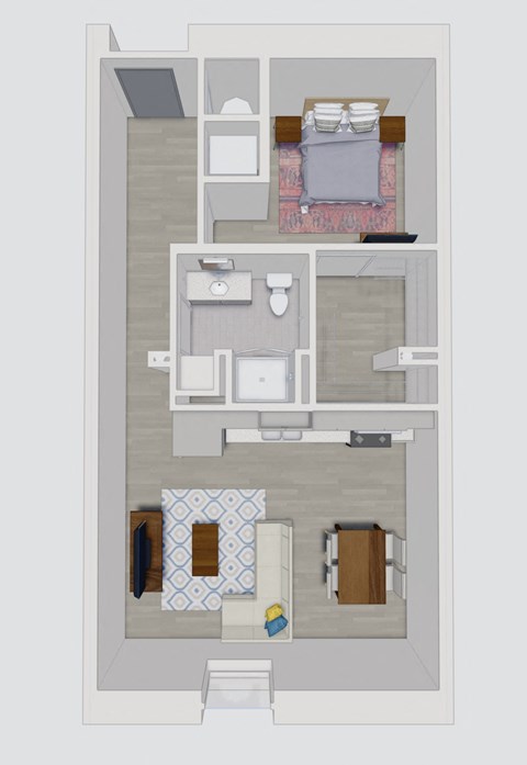 Floor plan for 1 bed, 1 bath, 659 sqft