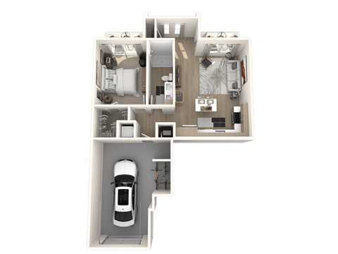 Floor plan for 1 bed, 1 bath, 808 sqft