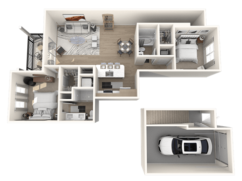 Floor plan for 2 beds, 2 baths, 1090 sqft