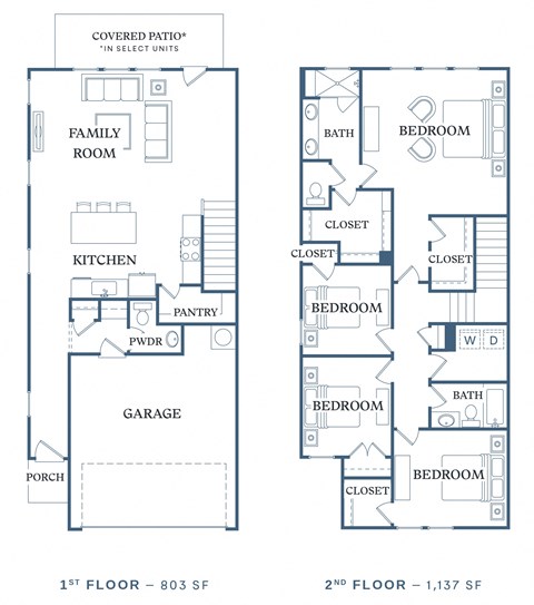 Floor plan for 4 beds, 2.5 baths, 1940 sqft
