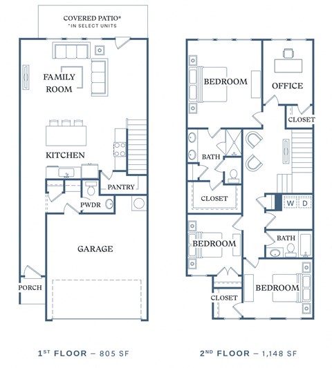 Floor plan for 4 beds, 2.5 baths, 1953 sqft