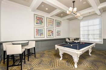 Game room with pool table and tvs