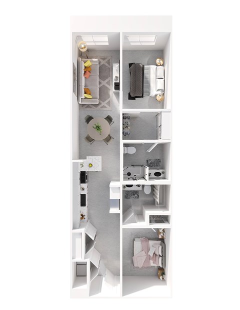 Floor plan for 2 beds, 2 baths, 1127 sqft