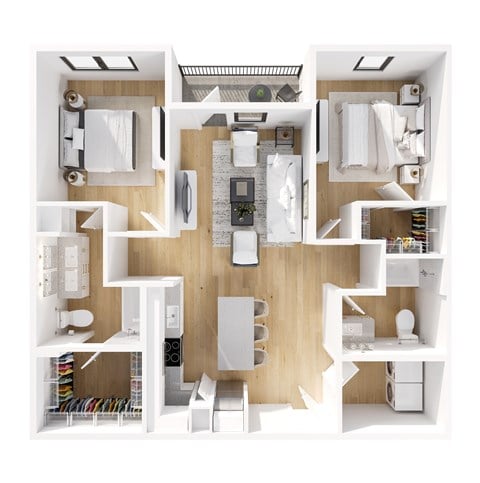 Floor plan for 2 beds, 2 baths, 1164 sqft