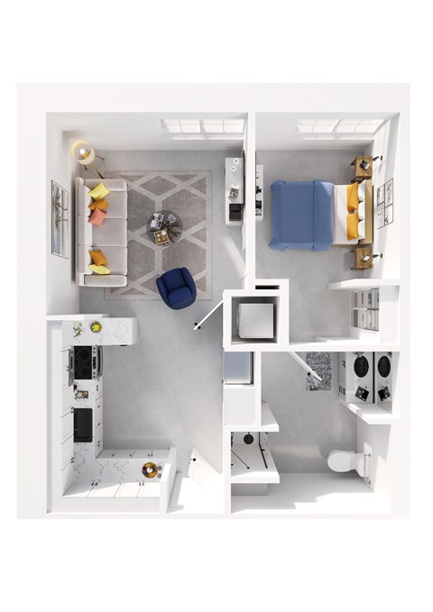 Floor plan for 1 bed, 1 bath, 804 sqft