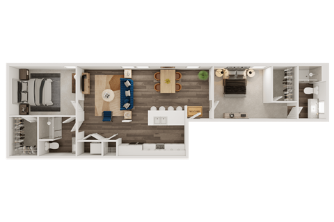 Floor plan for 2 beds, 2 baths, 1119 sqft