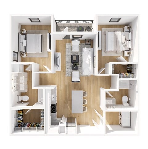 Floor plan for 2 beds, 2 baths, 1176 sqft