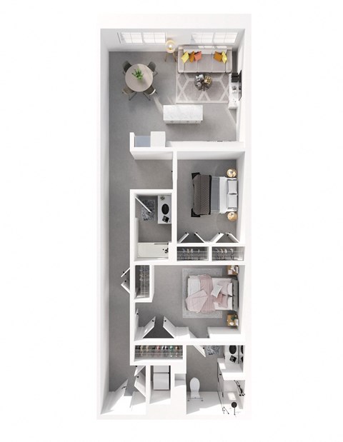 Floor plan for 2 beds, 2 baths, 1171 sqft