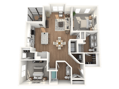 Floor plan for 2 beds, 2 baths, 1175 sqft