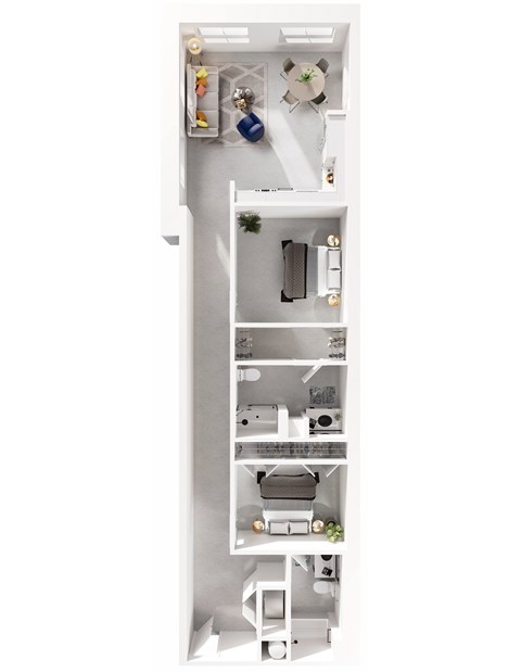 Floor plan for 2 beds, 2 baths, 1375 sqft