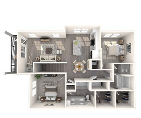 Floor plan for 2 beds, 2 baths, 1204 sqft