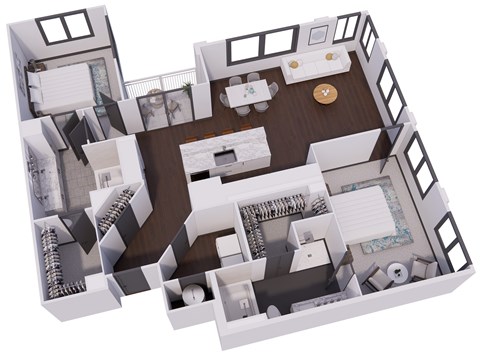 Floor plan for 2 beds, 2 baths, 1337 sqft