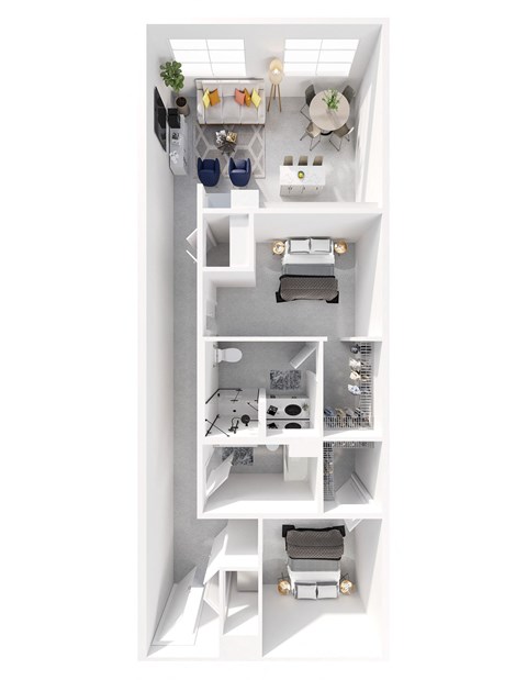 Floor plan for 2 beds, 2 baths, 1170 sqft