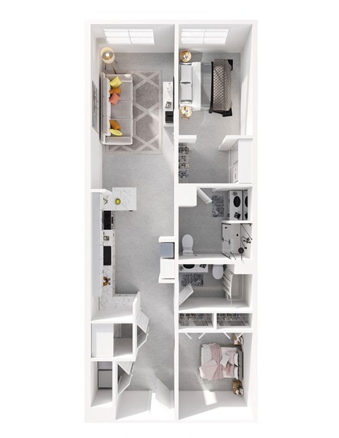 Floor plan for 2 beds, 2 baths, 1171 sqft