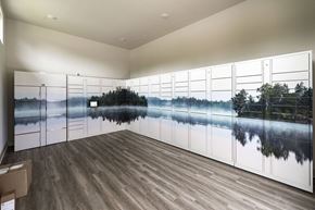 Belmont apartment for rent - a large pool of water in a room with wood floors