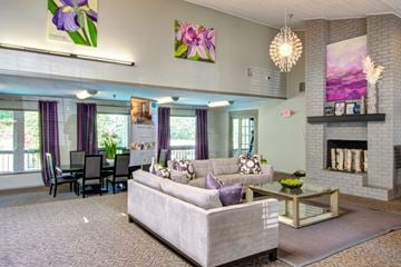 Peachtree Corners apartment for rent - a living room with a couch and a fire place