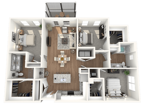 Floor plan for 3 beds, 2 baths, 1437 sqft