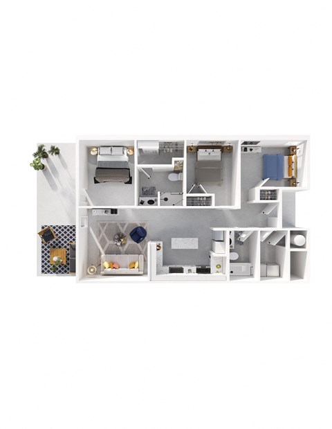 Floor plan for 3 beds, 2 baths, 1404 sqft