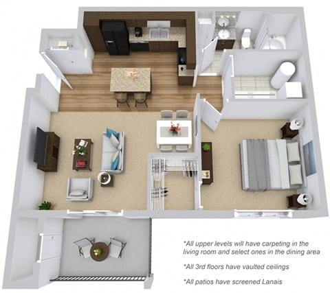 Floor plan for 1 bed, 1 bath, 903 sqft