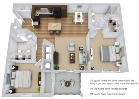 Floor plan for 2 beds, 2 baths, 1271 sqft