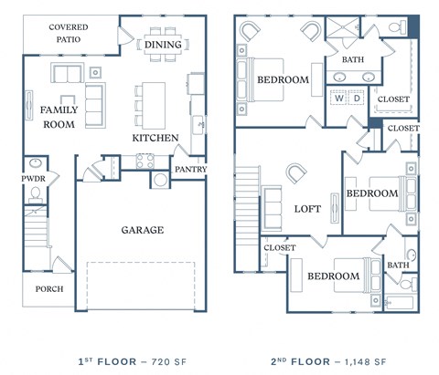 Floor plan for 3 beds, 2.5 baths, 1868 sqft