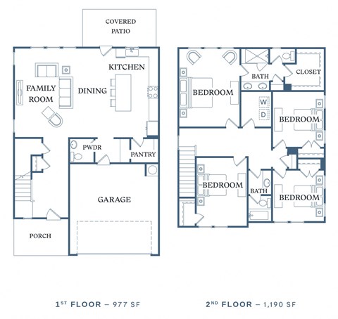Floor plan for 4 beds, 2.5 baths, 2167 sqft