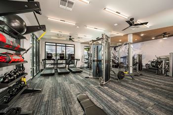 Strength training and cardio fitness center w/ courtyard views
