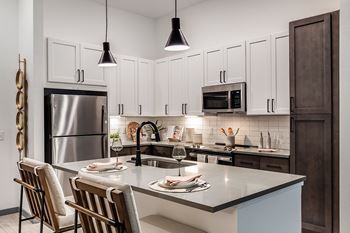 Stainless steel appliances and under cabinet lighting