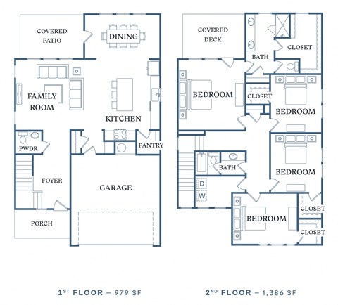 Floor plan for 4 beds, 2.5 baths, 2365 sqft