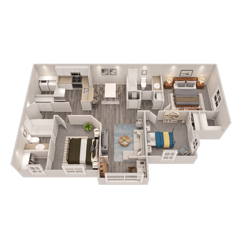 Floor plan for 3 beds, 2 baths, 1320 sqft