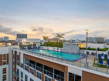 Luxurious rooftop deck with expansive pool