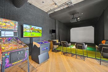Golf simulator and arcade room