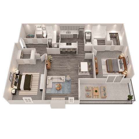 Floor plan for 2 beds, 2 baths, 1200 sqft