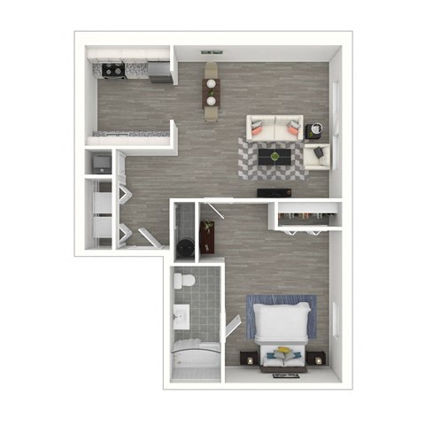 Floor plan for 1 bed, 1 bath, 625 sqft