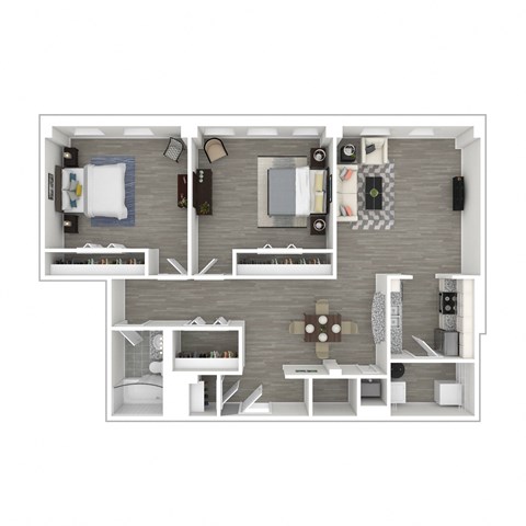 Floor plan for 2 beds, 1 bath