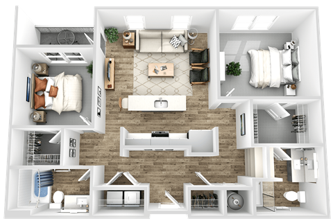 Floor plan for 2 beds, 2 baths, 1148 sqft