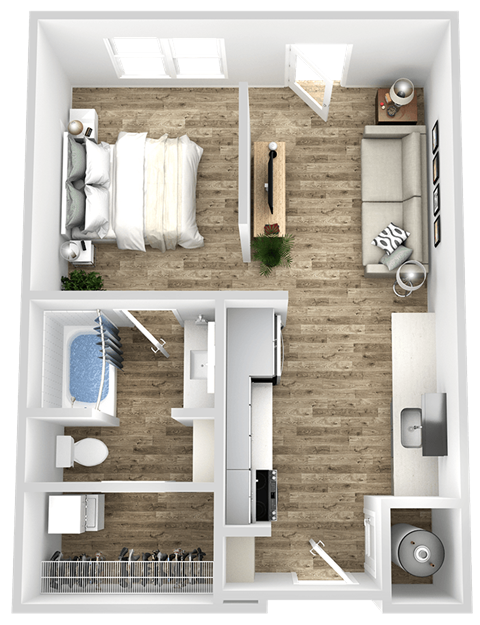 Floor plan for studio, 1 bath, 560 sqft