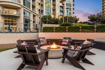 Custom outdoor fire pit with relaxing water feature