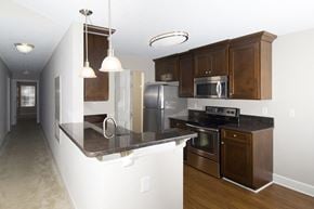 Columbus apartment for rent - kitchen with cherry cabinets