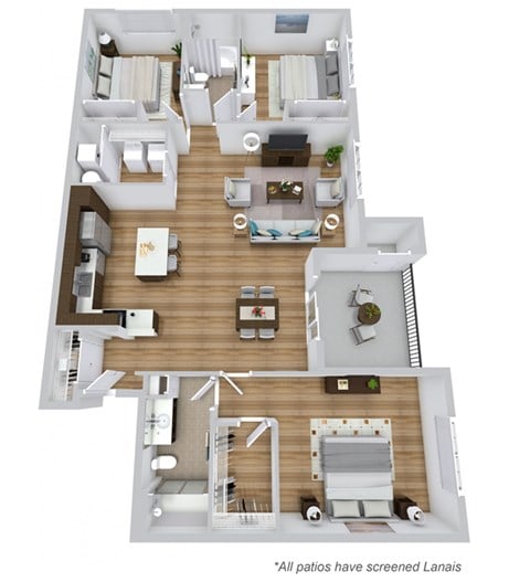 Floor plan for 3 beds, 2 baths, 1521 sqft