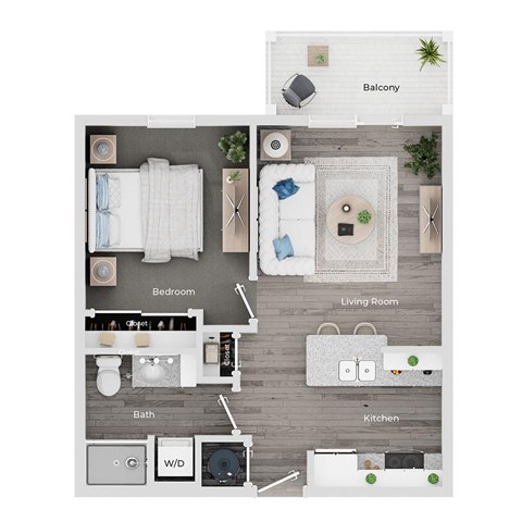 Floor plan for 1 bed, 1 bath, 546 sqft