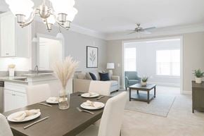 Cumming apartment for rent - A dining room with a table set for a meal.