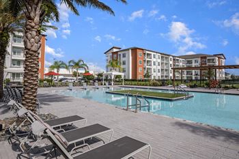 Resort-style pool with island
