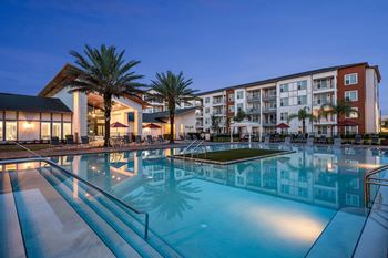 Resort-style pool with island