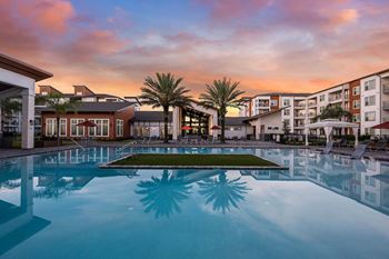 Resort-style pool with island