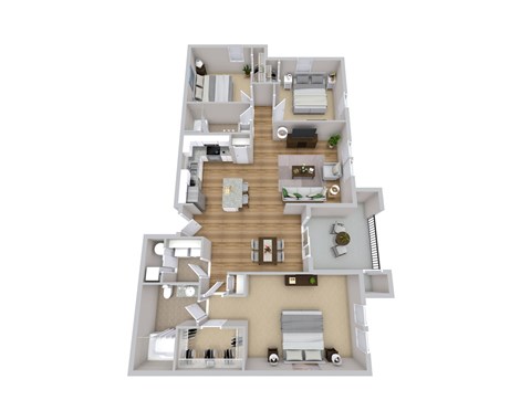 Floor plan for 3 beds, 2 baths, 1500 sqft