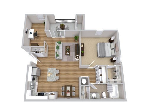 Floor plan for 1 bed, 1 bath, 1070 sqft