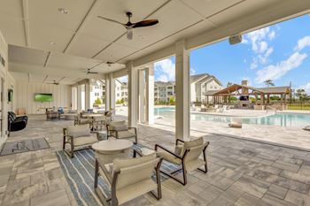 Shaded clubhouse veranda