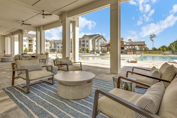 Shaded clubhouse veranda