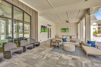 Shaded clubhouse veranda